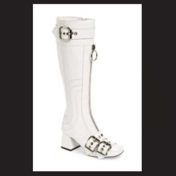 Jeffrey Campbell 2012 - "Peggy" Boot in White Crinkle Patent Leather -New in Box - Picture 1 of 15